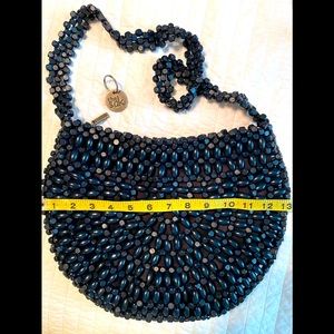 The Sak Navy Wood Bead Purse